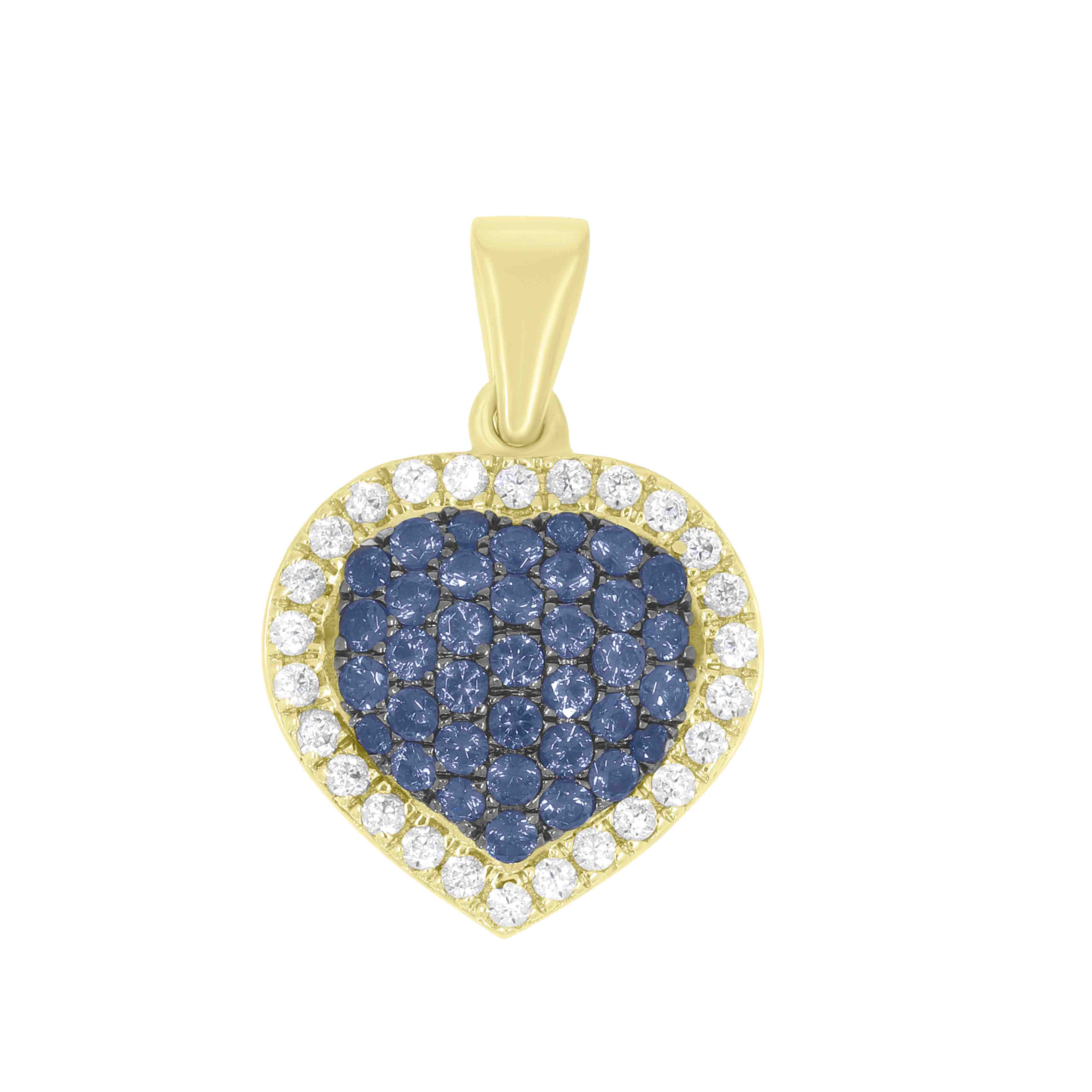 Blue and White Diamond Heart Pendant PD31034A